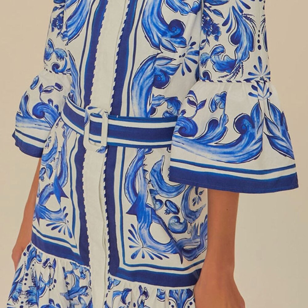 Farm Rio Garden Tiles mini dress